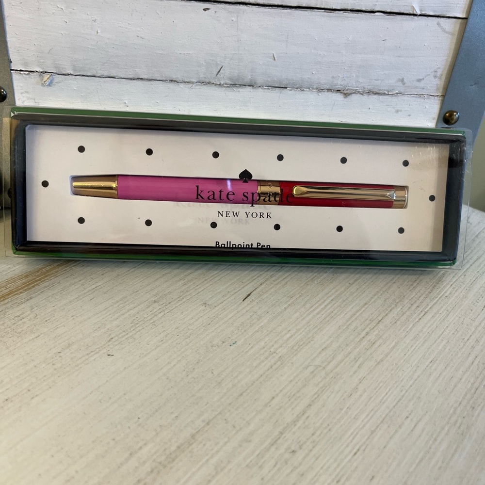 Kate Spade Red & Pink Color-block Ballpoint Pen in Gift Box NWT - Picture 2 of 8